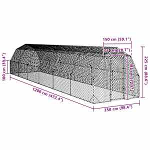 Výběh pro slepice 2,5x12x2,25 m pozinkovaná ocel - obrázek 8