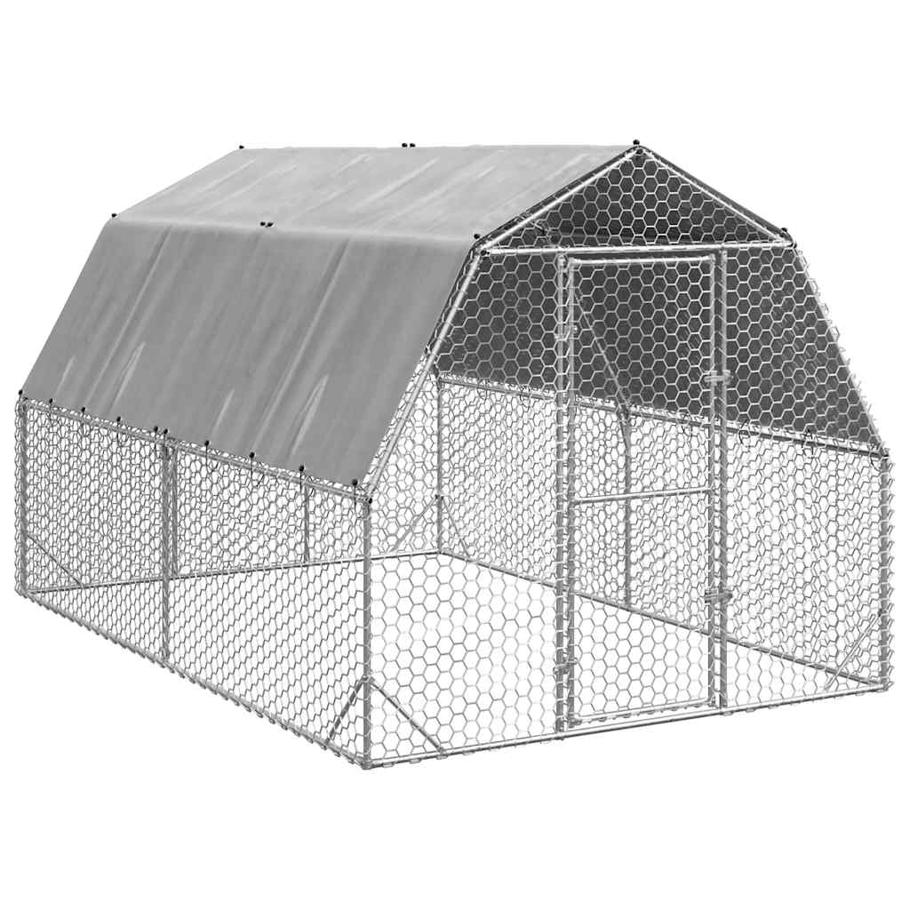 vidaXL Corrida de galinhas com telhado 2,5x4x2,25 m aço galvanizado