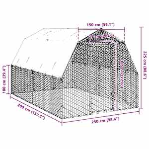 Výběh pro slepice se střechou 2,5x4x2,25 m pozinkovaná ocel - obrázek 8