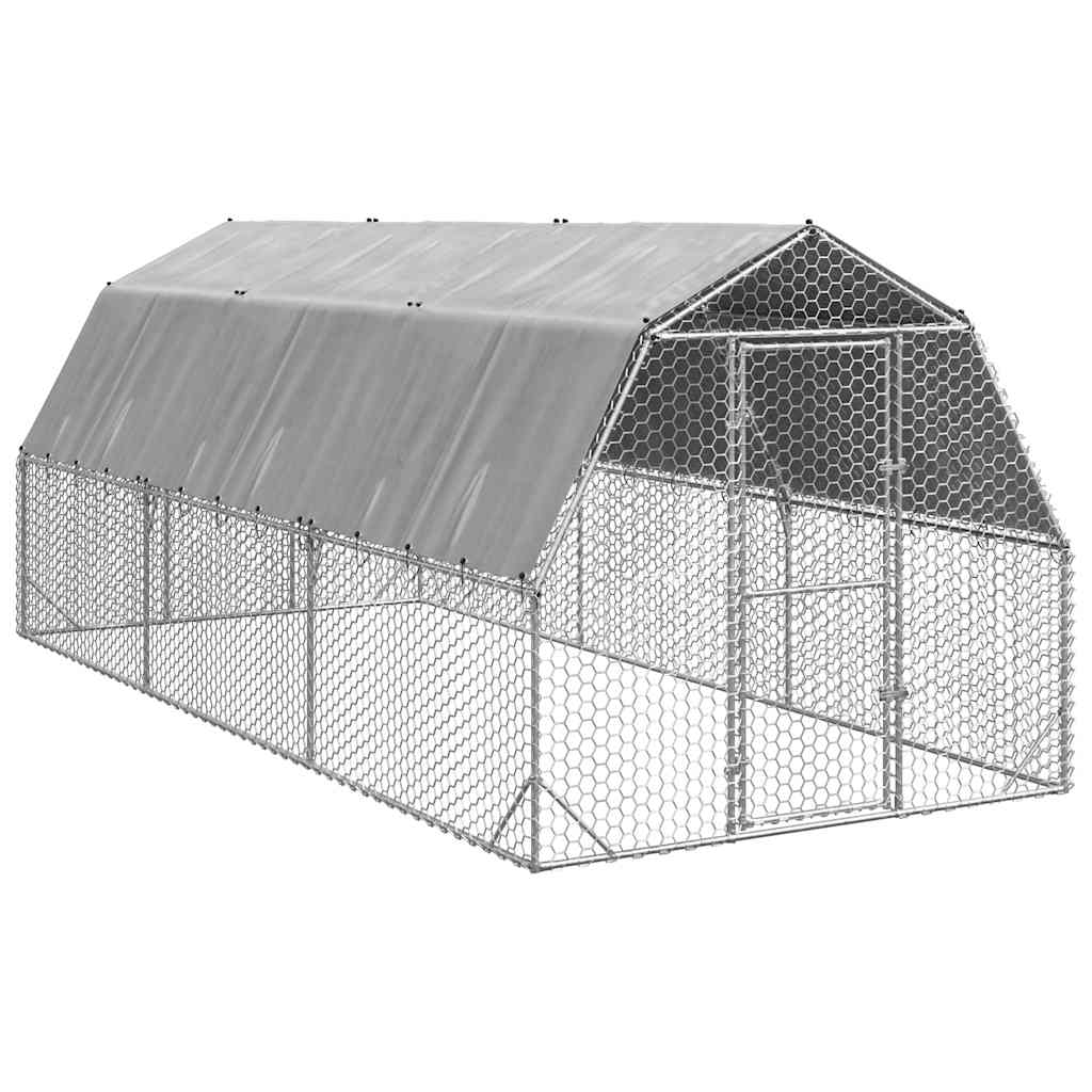 vidaXL Výběh pro slepice se střechou 2,5x6x2,25 m pozinkovaná ocel