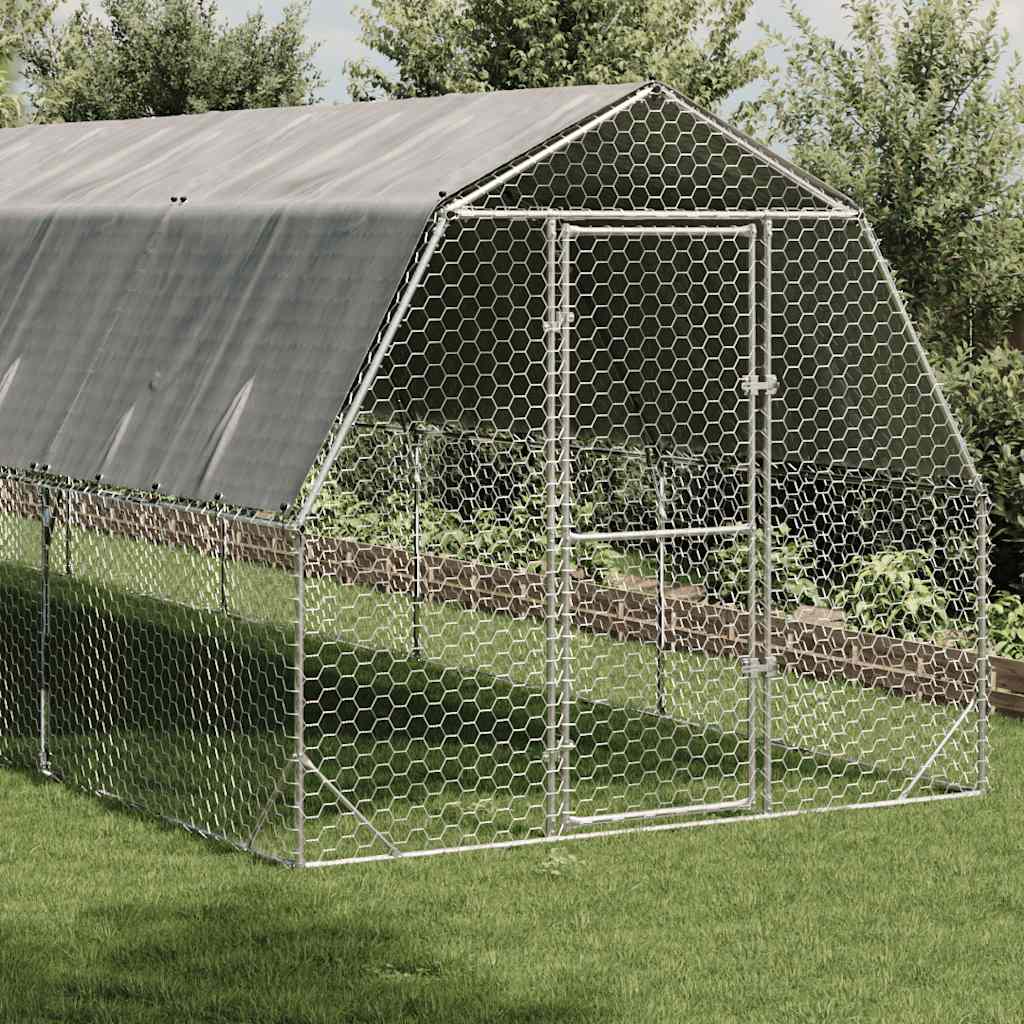 vidaXL Csirkekifutó tetővel 2,5x6x2,25 m horganyzott acél