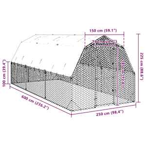 Výběh pro slepice se střechou 2,5x6x2,25 m pozinkovaná ocel - obrázek 8