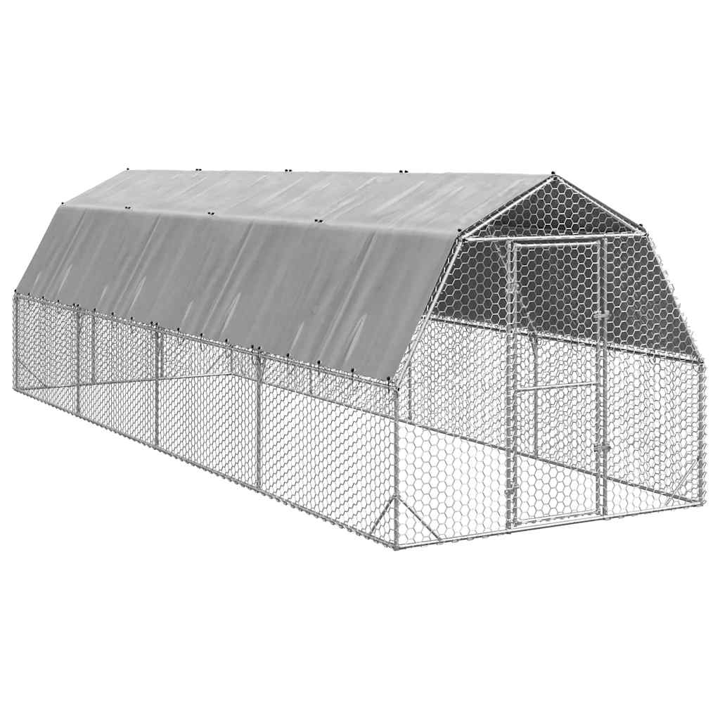 vidaXL Výběh pro slepice se střechou 2,5x8x2,25 m pozinkovaná ocel