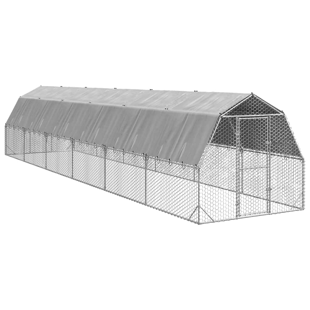 vidaXL Pui de găină cu acoperiș 2,5x12x2,25 m oțel galvanizat