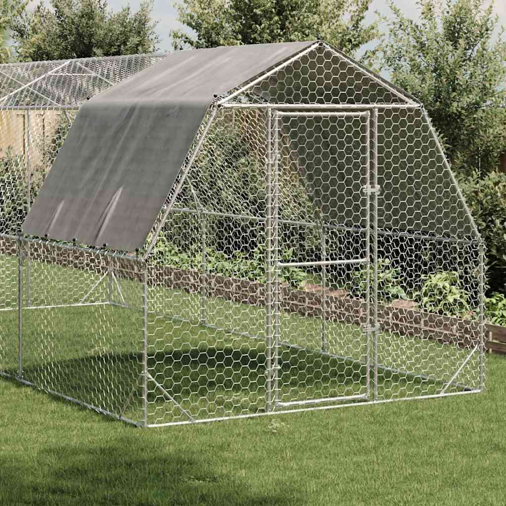 vidaXL Csirkekifutó tetővel 2,5x6x2,25 m horganyzott acél