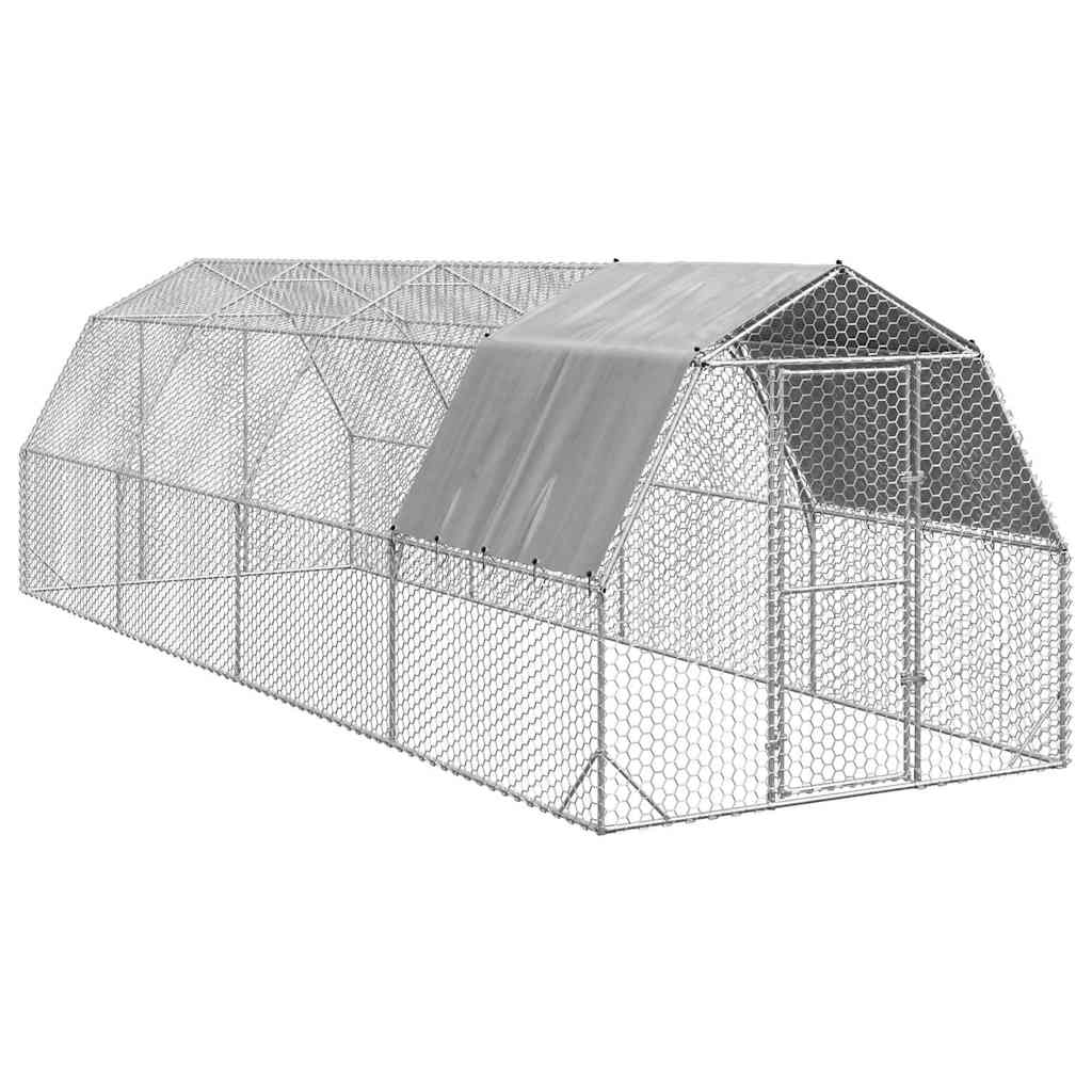 vidaXL Výběh pro slepice se střechou 2,5x8x2,25 m pozinkovaná ocel