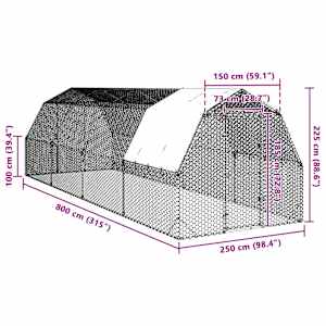 Výběh pro slepice se střechou 2,5x8x2,25 m pozinkovaná ocel - obrázek 8