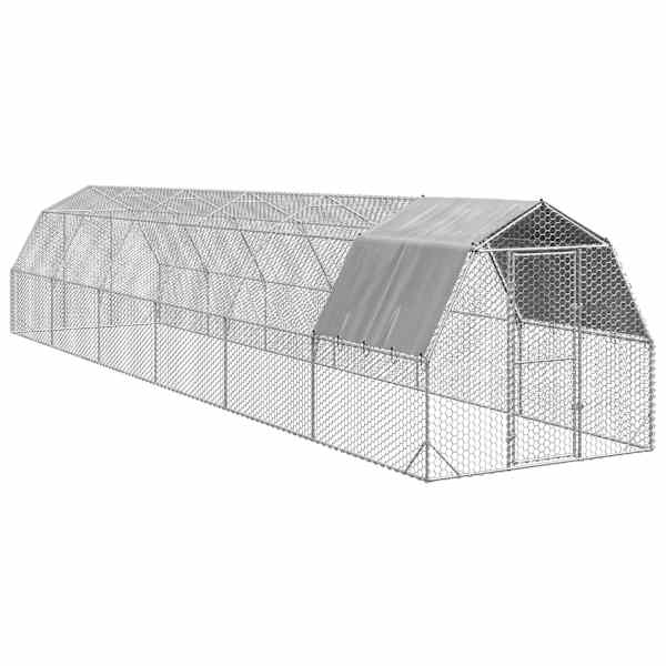 vidaXL kanajooks katusega 2,5x12x2,25 m tsingitud teras