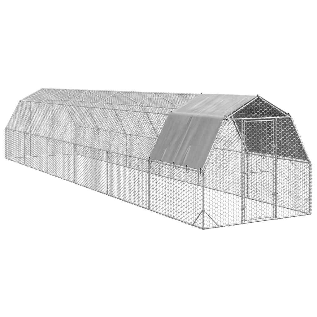 vidaXL Výběh pro slepice se střechou 2,5x12x2,25 m pozinkovaná ocel