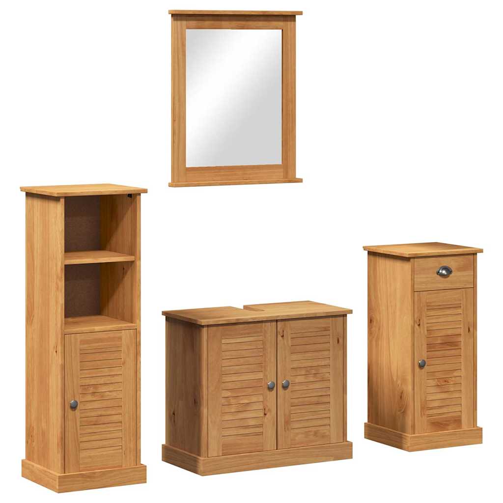 Kylpyhuonekalustesetti 4 pcs Hunajanruskea 37 x 34 x 110 cm