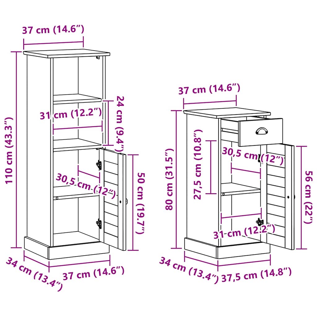 Badkamermeubelset VIGO 4 pcs Honingbruin Massief grenenhout image 12