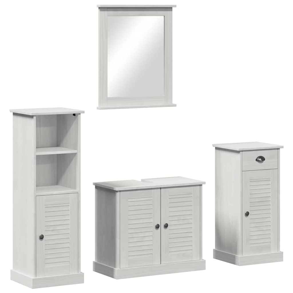 Kylpyhuonekalustesetti laatikon kanssa hyllyllä 3 pcs antiikin valkoinen