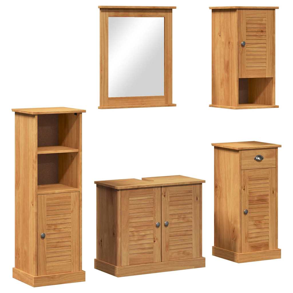 Kylpyhuonekalustesetti 5 pcs Hunajanruskea 37 x 34 x 110 cm