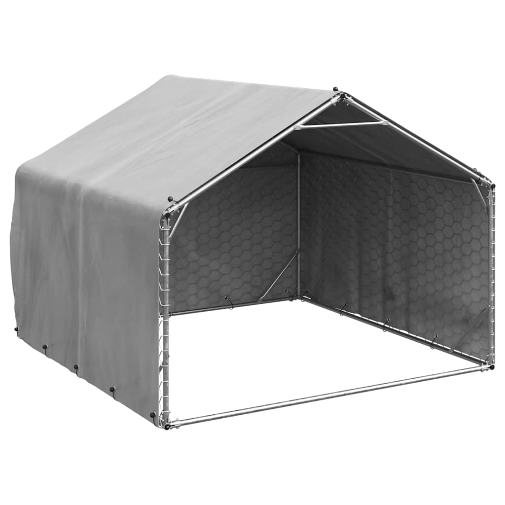 vidaXL Canisa de exterior cu capac 2x2x1,5 m otel galvanizat