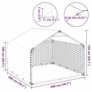 Venkovní psí bouda s krytem 2x2x1,5 m pozinkovaná ocel - obrázek 7