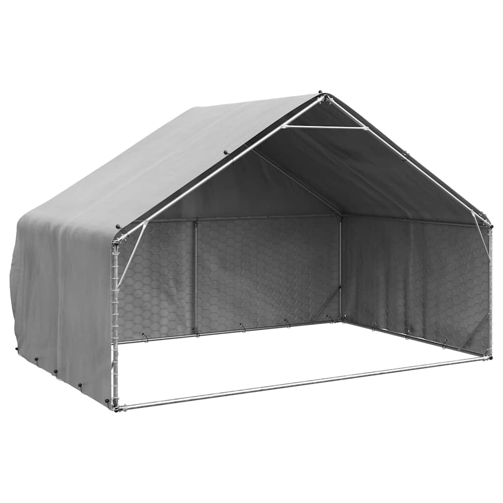 vidaXL Venkovní psí bouda s krytem 3x2x1,9 m pozinkovaná ocel