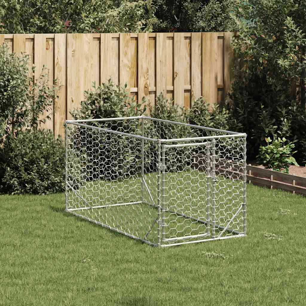 vidaXL udendørs hundebur med dør 2x1x1 m galvaniseret stål