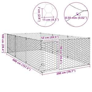 Venkovní psí bouda s dveřmi 2x4x1 m pozinkovaná ocel - obrázek 8