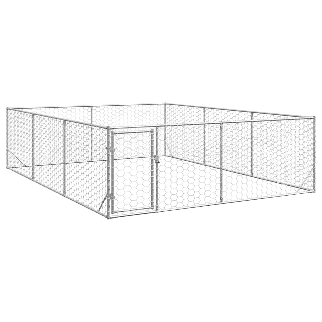 vidaXL Canisa de exterior pentru caini cu usa 3x4x1 m otel galvanizat