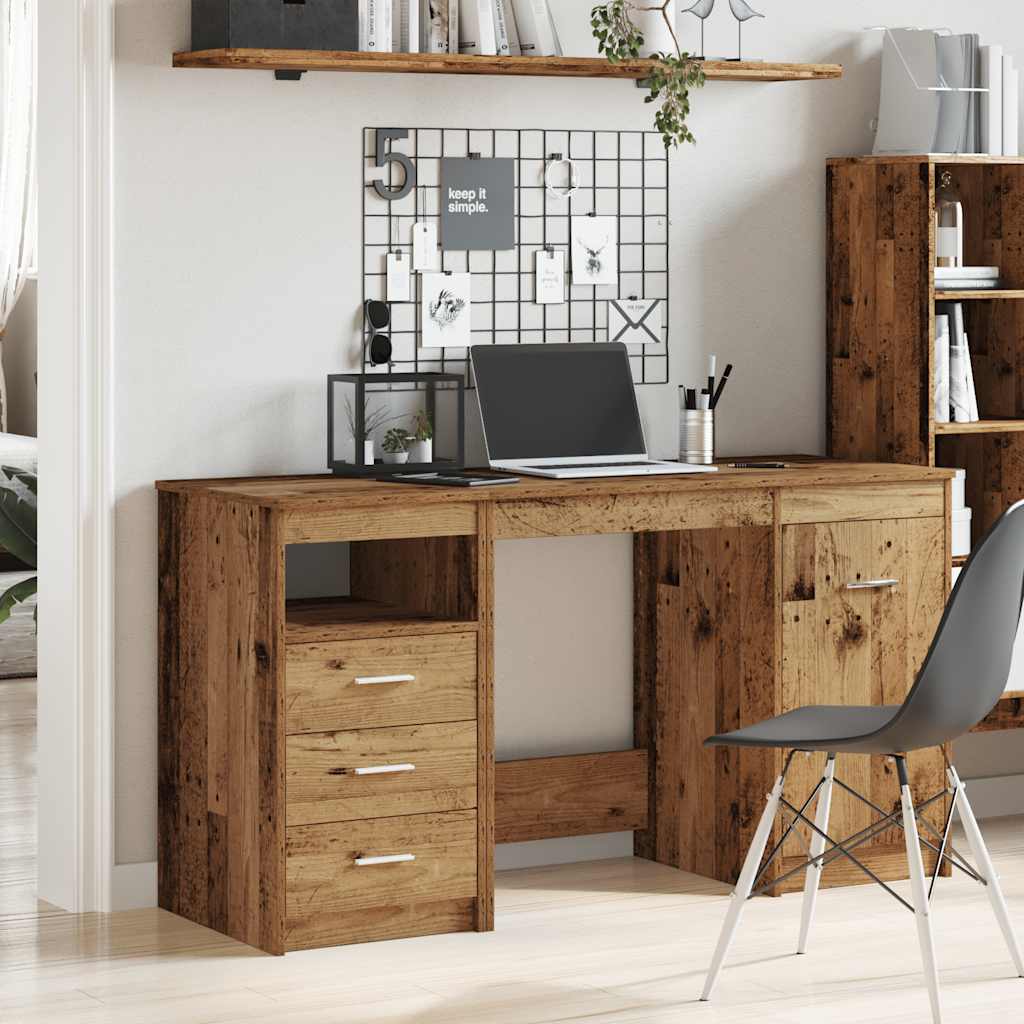vidaXL Bureau met kast Oud hout Bewerkt hout