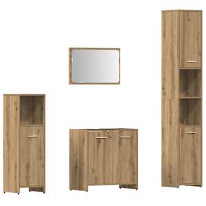 vidaXL 4-osaline vannitoa m&ouml;&ouml;blikomplekt, kunsttamm, tehispuit