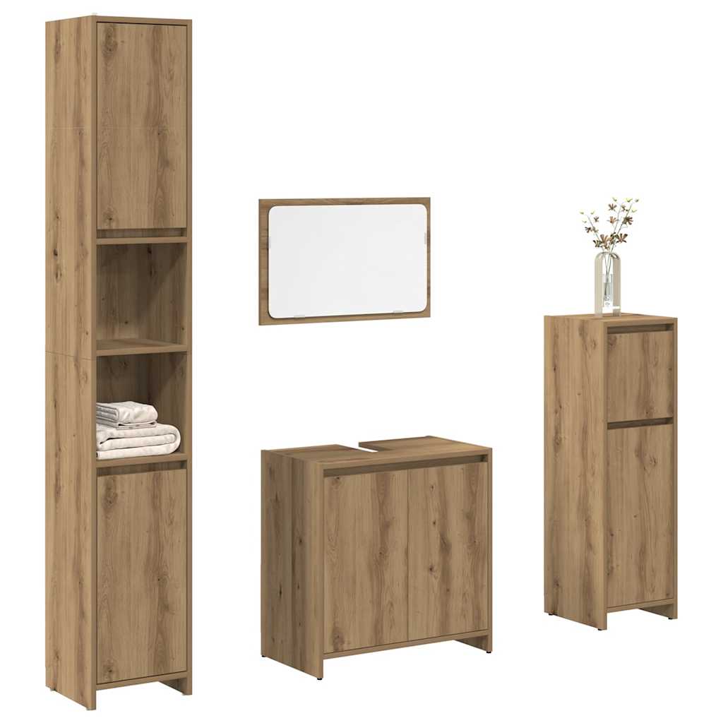 vidaXL 4-tlg. Badmöbel-Set Artisan-Eiche Holzwerkstoff