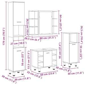 4dílná koupelnová sestava old wood kompozitní dřevo - obrázek 13
