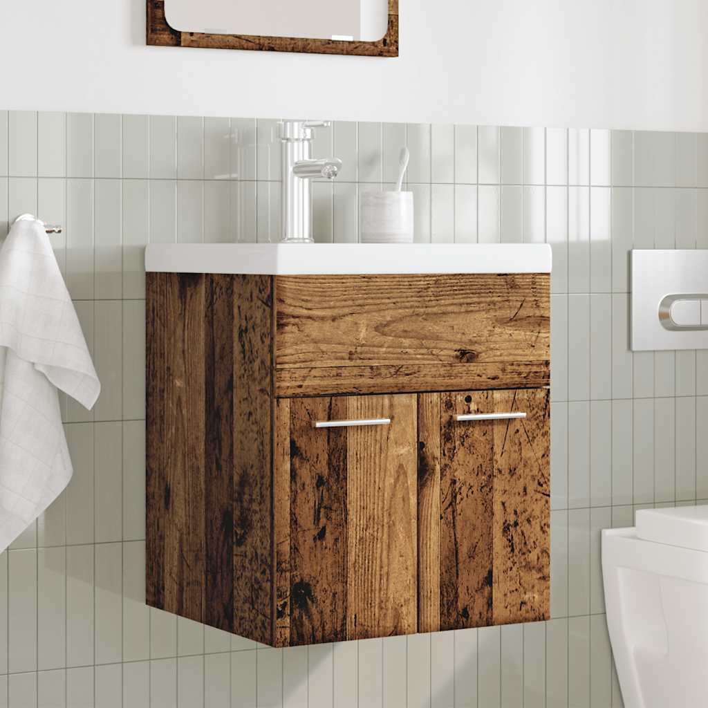 vidaXL 2-delige Badkamermeubelset bewerkt hout oud houtkleurig afbeelding