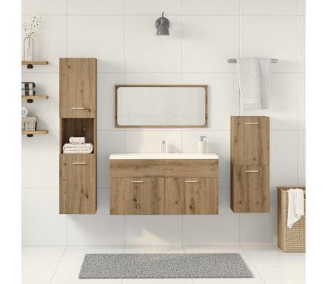 vidaXL Juego de muebles ba&ntilde;o 4 piezas madera ingenier&iacute;a roble artisan