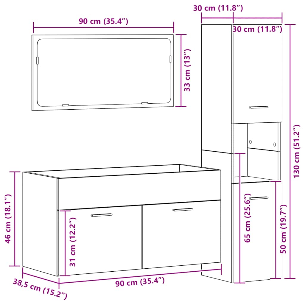 Kopalniška garnitura 3-delna artisan hrast inženirski les - slika 12