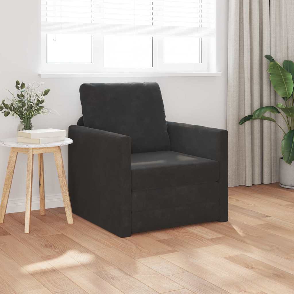 Pohovka na posteľ 2 v 1 Čierna 74x77x81 cm Velvet 4106614