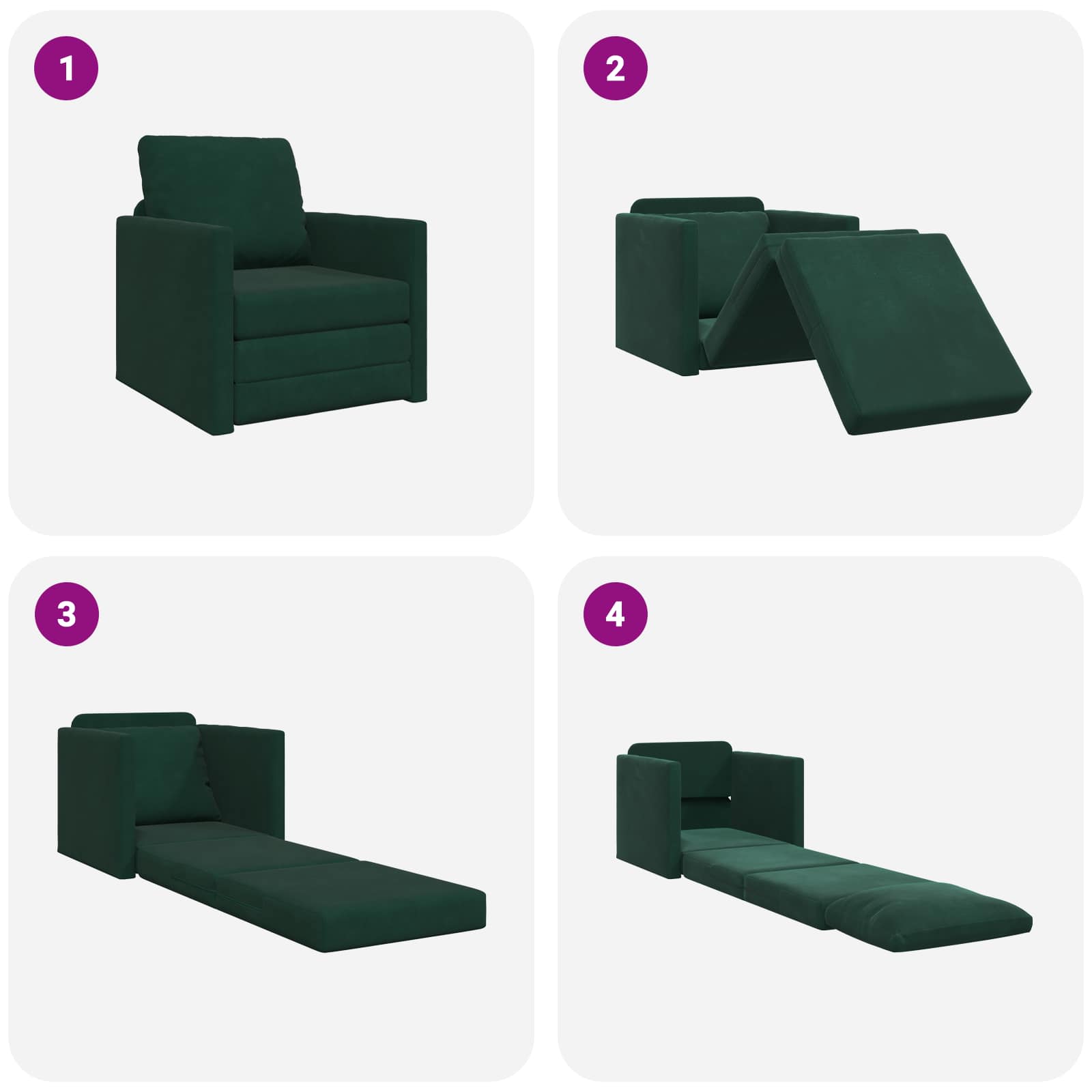 Diivanvoodi Tume rohelise 74 x 77 x 81 cm Samet 10 Kõik vajalik sinu aeda ja koju! Diivanvoodi Tume rohelise 74 x 77 x 81 cm Samet - Image 10