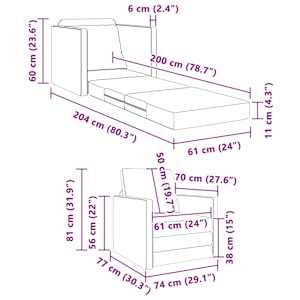 Pohovka na spaní 60cm Modrá samet - obrázek 12