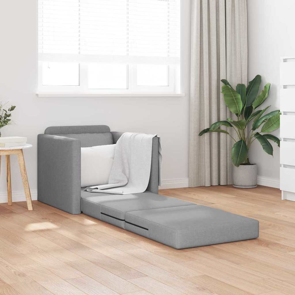 vidaXL Vloerslaapbank met kussen Lichtgrijs 74 x 77 x 81 cm Stof