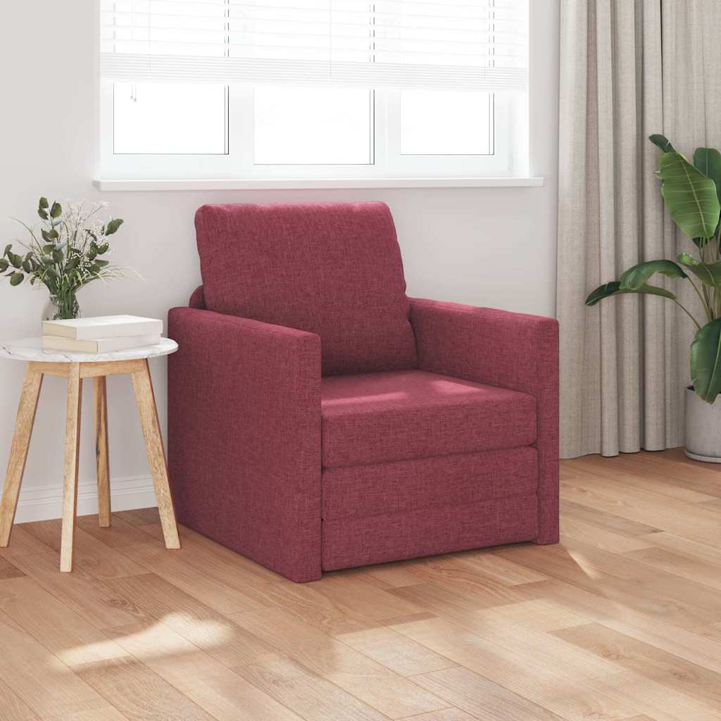 Põrandadiivanvoodi 2-in-1 Burgundiapunane 74x77x81 cm Kangas
