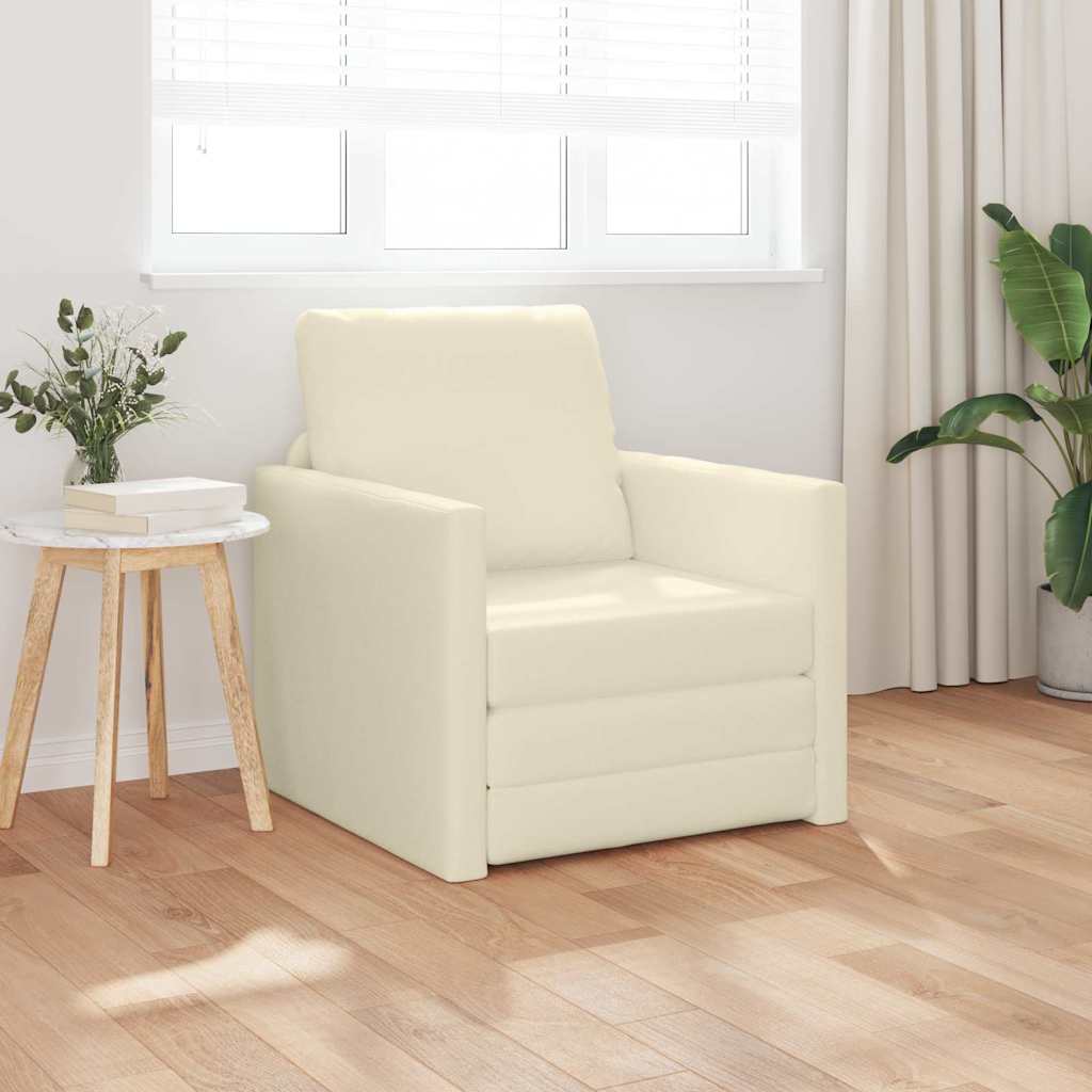 Floor Sofa Bed 2-in-1 Kreemjas 74x77x81 cm Kunstnahk