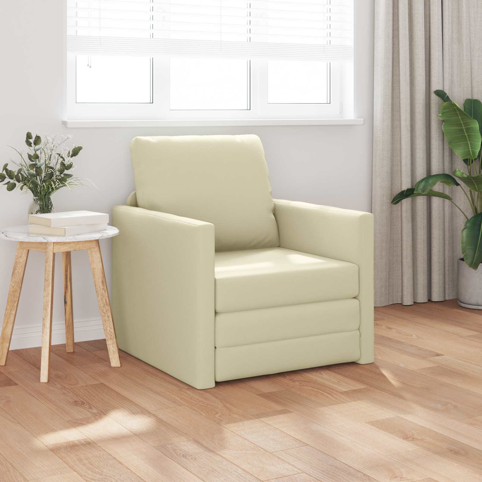 vidaXL Schlafsofa 60cm Creme Kunstleder