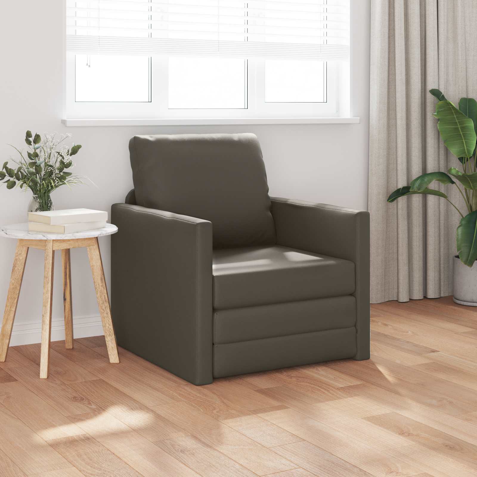 vidaXL Schlafsofa 60cm Grau Kunstleder