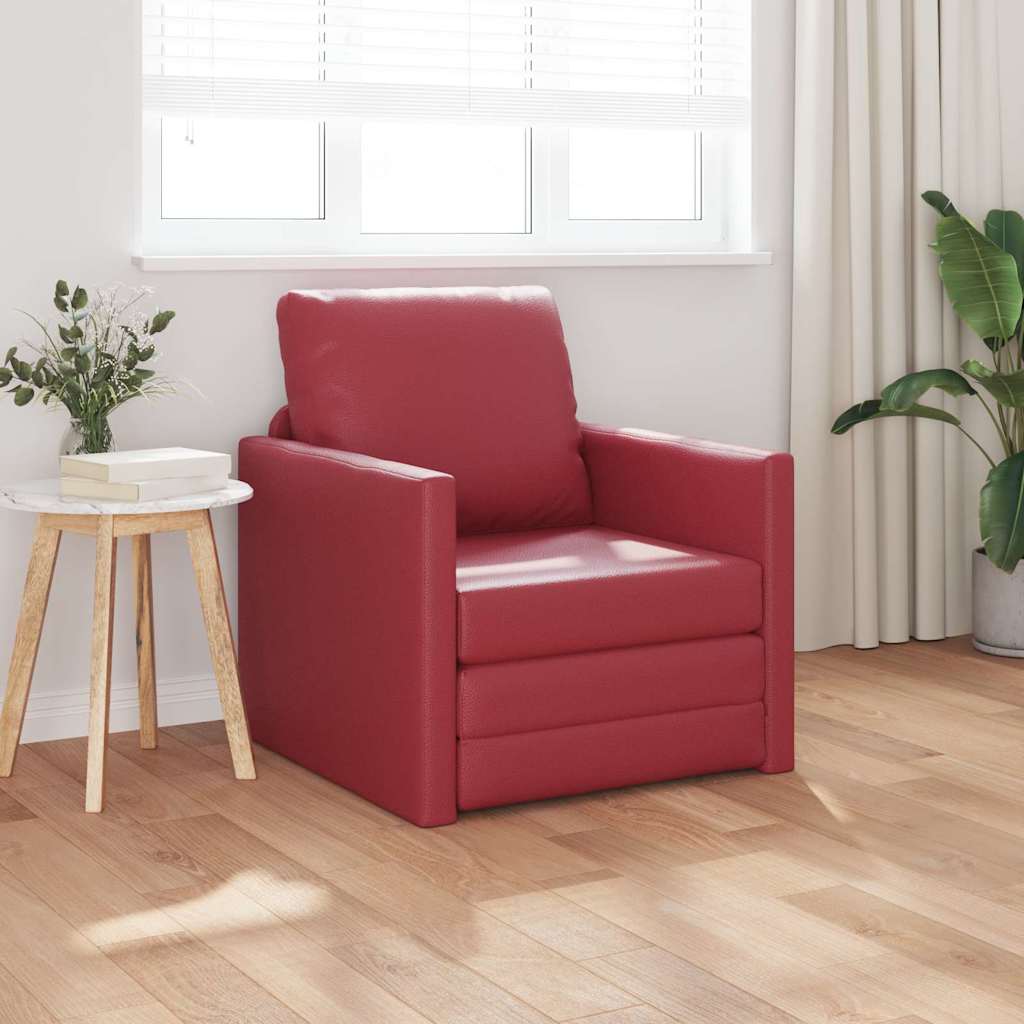 põrandadiivan 2-in-1 Burgundiapunane 74x77x81 cm kunstnahk