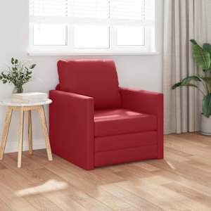 Sofa postelja 60cm Vinorodna rdeča Umetno usnje
