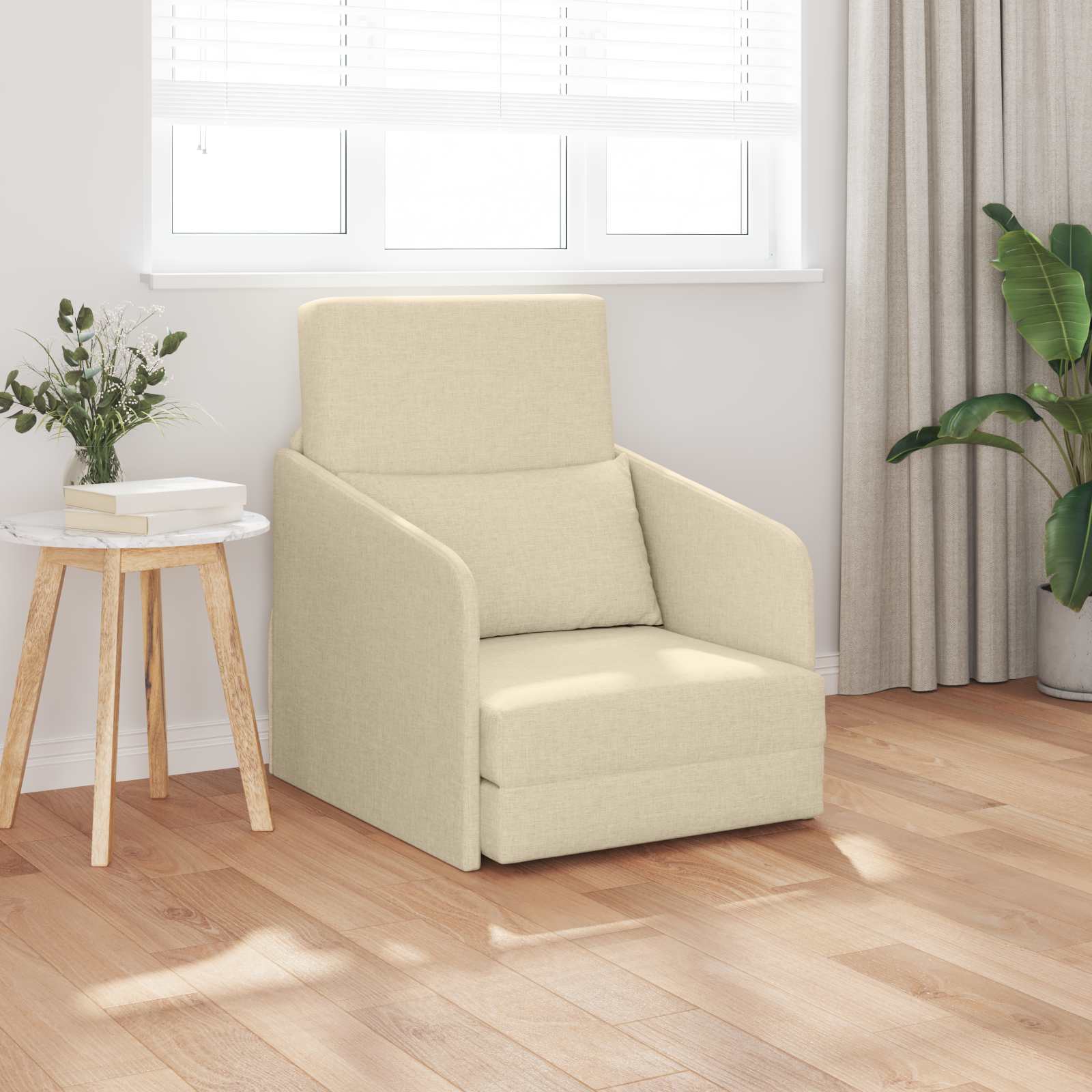vidaXL Schlafsofa 60cm Creme Stoff