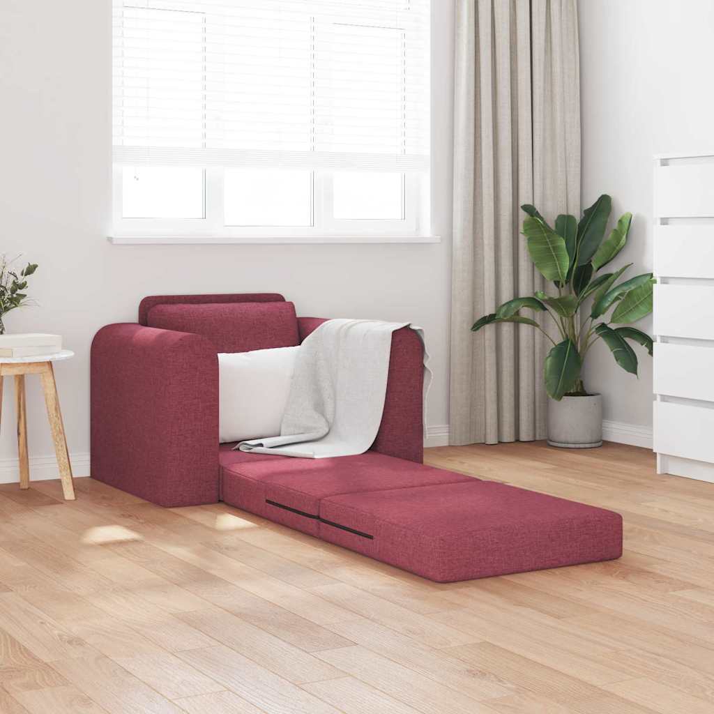 vidaXL Vloersofa Bed 2-in-1 Wijnrood 98x71x83 cm Stof