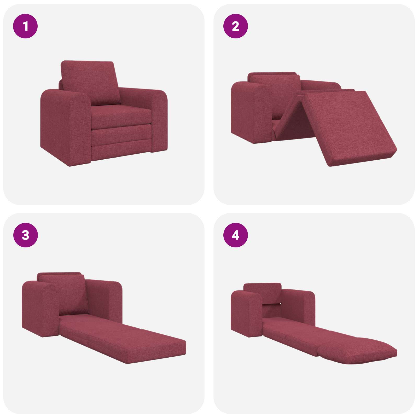 Diivanvoodi Veinpunane 98 x 71 x 83 cm kangas 10 Kõik vajalik sinu aeda ja koju! Diivanvoodi Veinpunane 98 x 71 x 83 cm kangas - Image 10