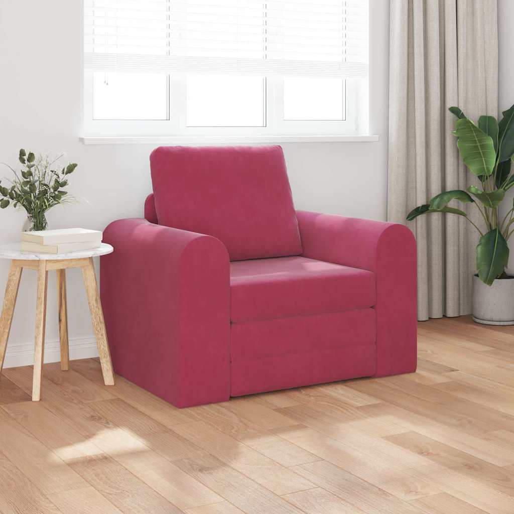 Põrandadiivanvoodi 2-in-1 Veini punane 98x71x83 cm Velvet