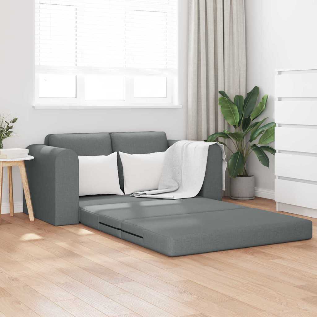 põrandadiivanvoodi 2-in-1 tumedast hallist kangast, 148x71x83 cm