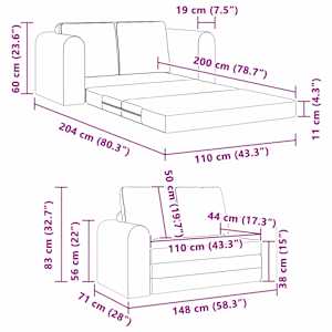 Pohovka na spaní 60cm Taupe textil - obrázek 12