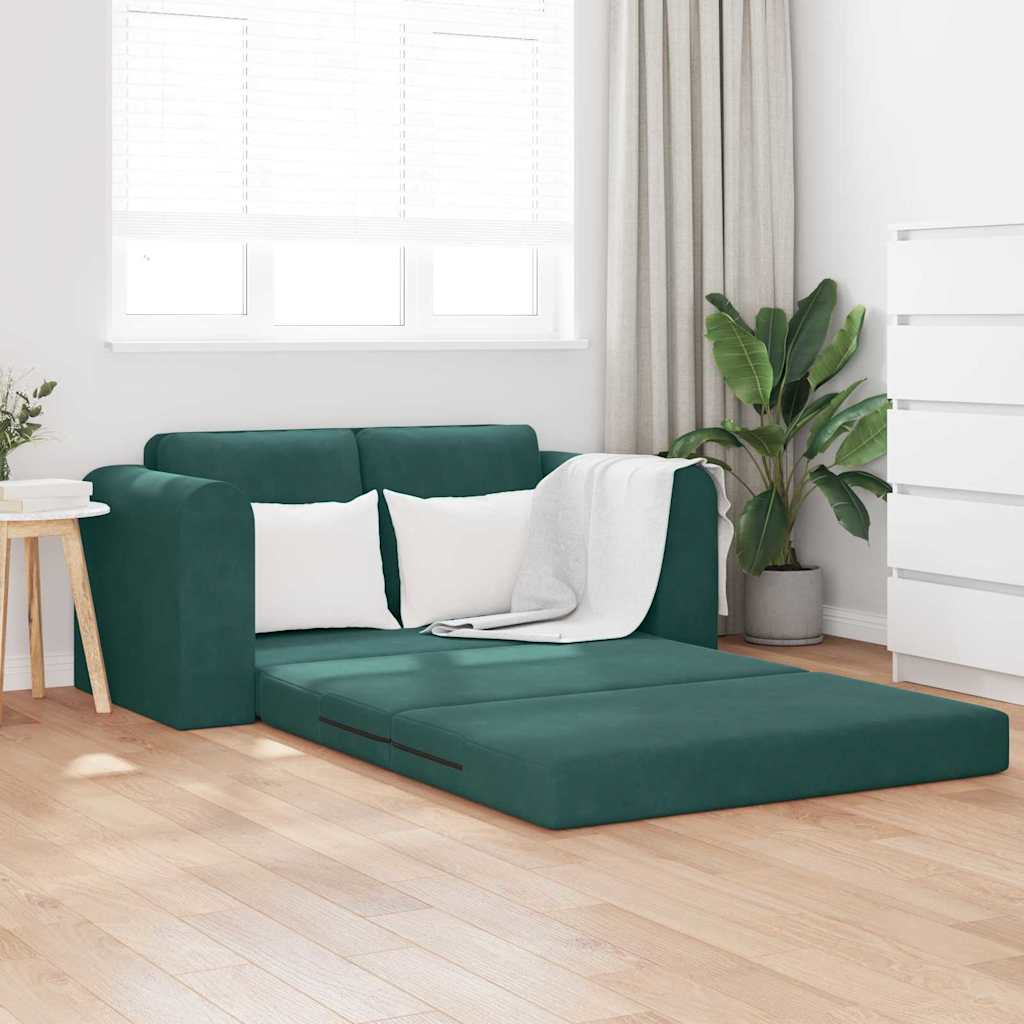 Gulv Sofa Seng 2-i-1 Mørkegrøn 148x71x83 cm Velvet