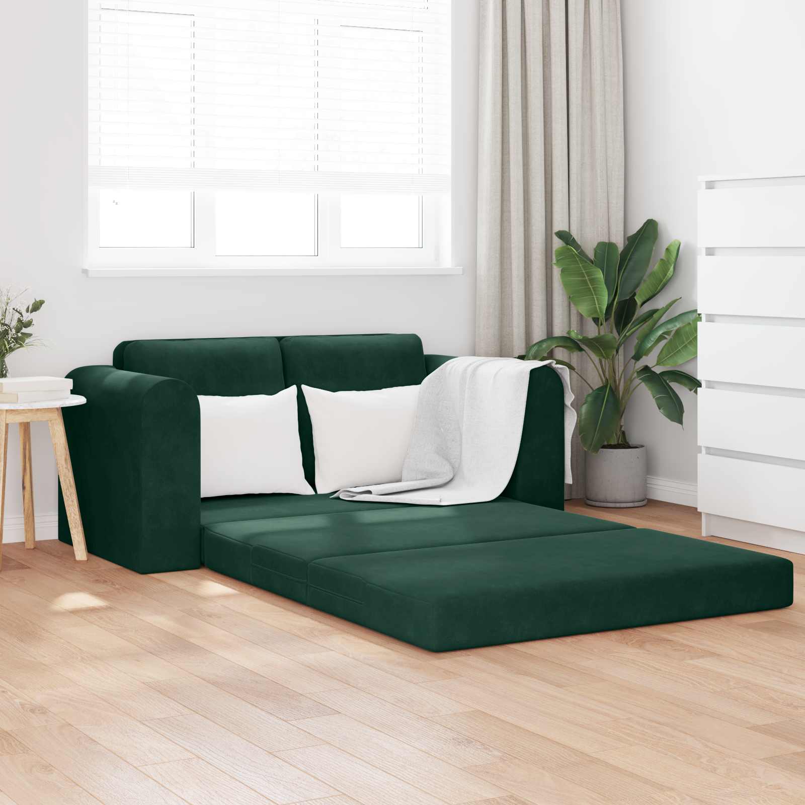 vidaXL Schlafsofa 60cm Dunkelgrün Samt
