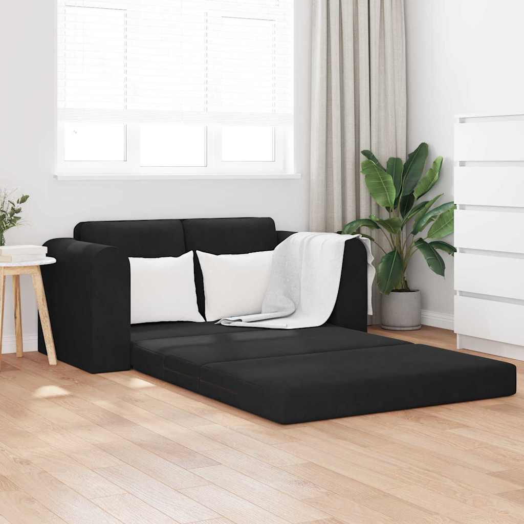 gulvsofa seng 2-i-1 sort 148x71x83 cm velour