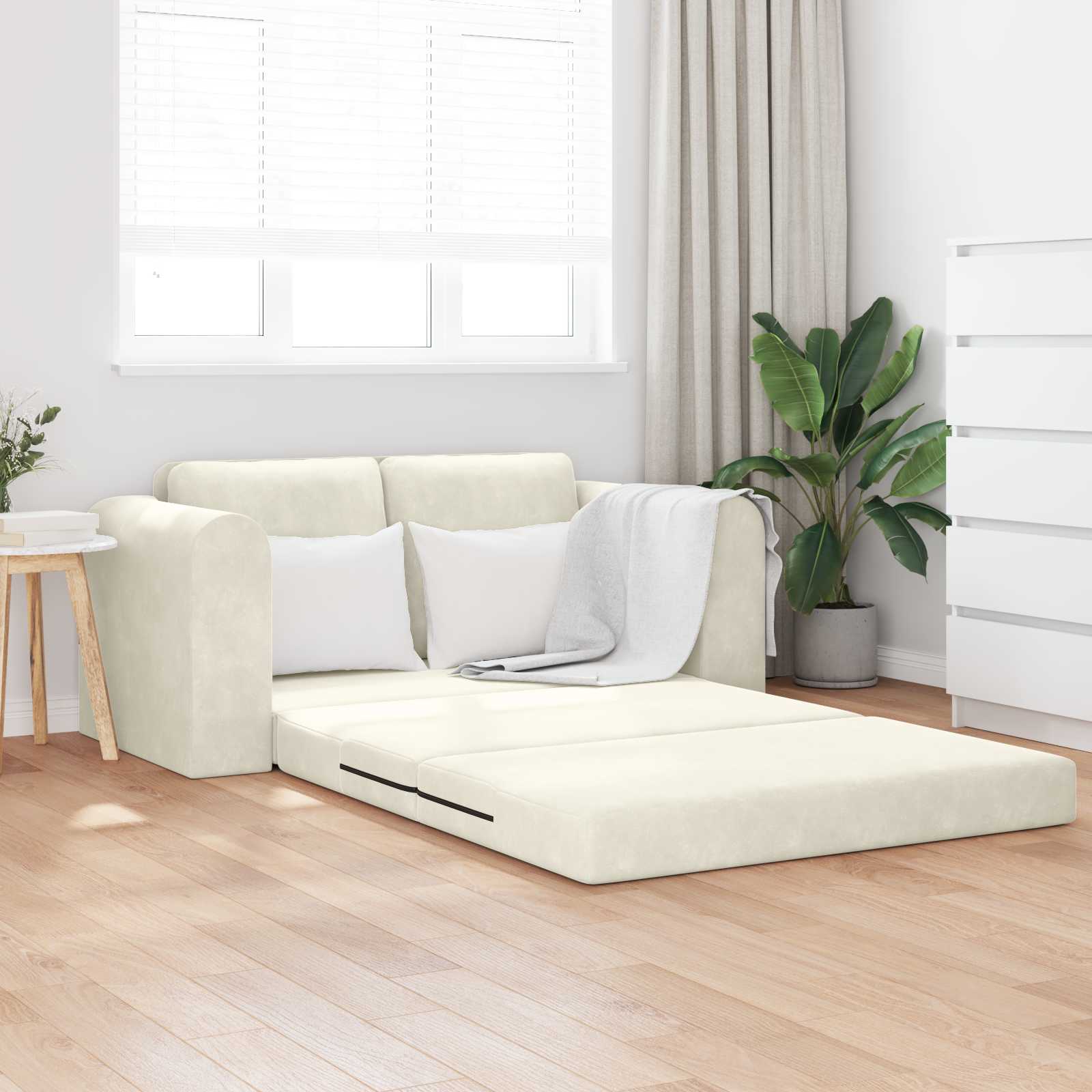 vidaXL Schlafsofa 60cm Creme Samt